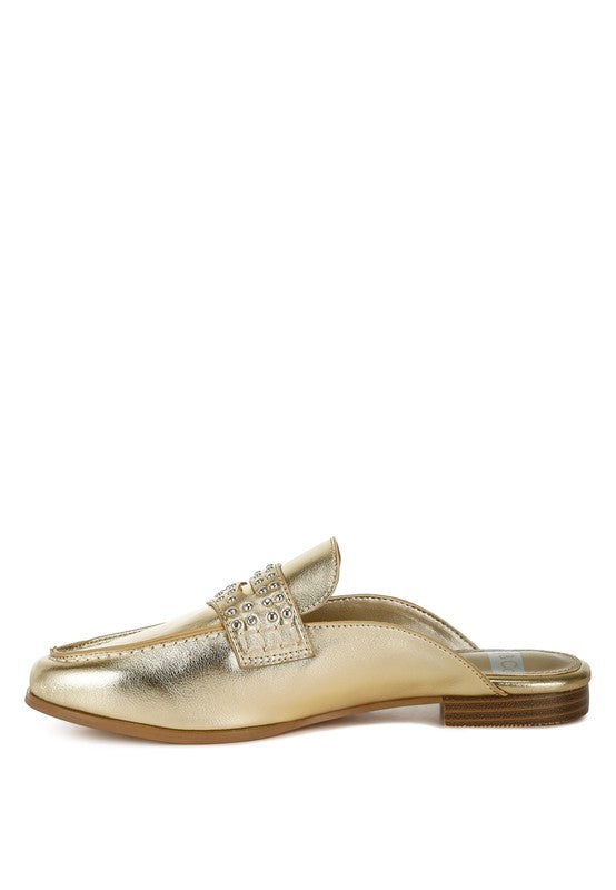 Stud Metallic Gold Mules
