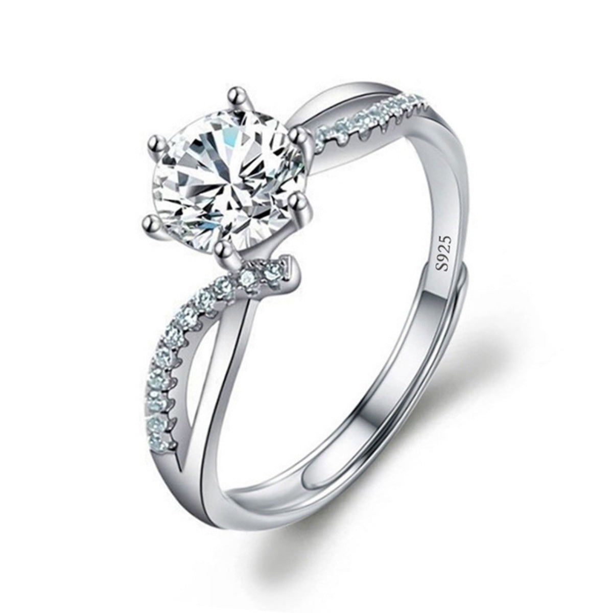 1 Carat Moissanite Sterling Silver Ring - alternate ring view
