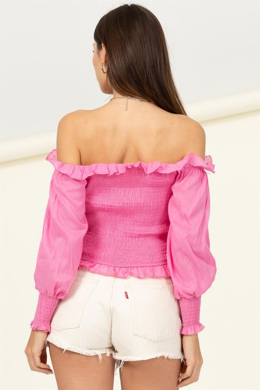 Off-Shoulder Smocked Blouse