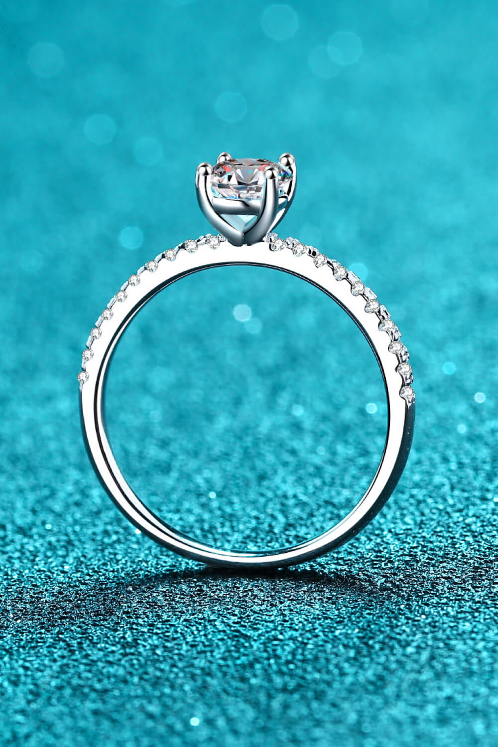 Sterling Silver Inlaid 1 Carat Moissanite Ring in Silver - women's ring