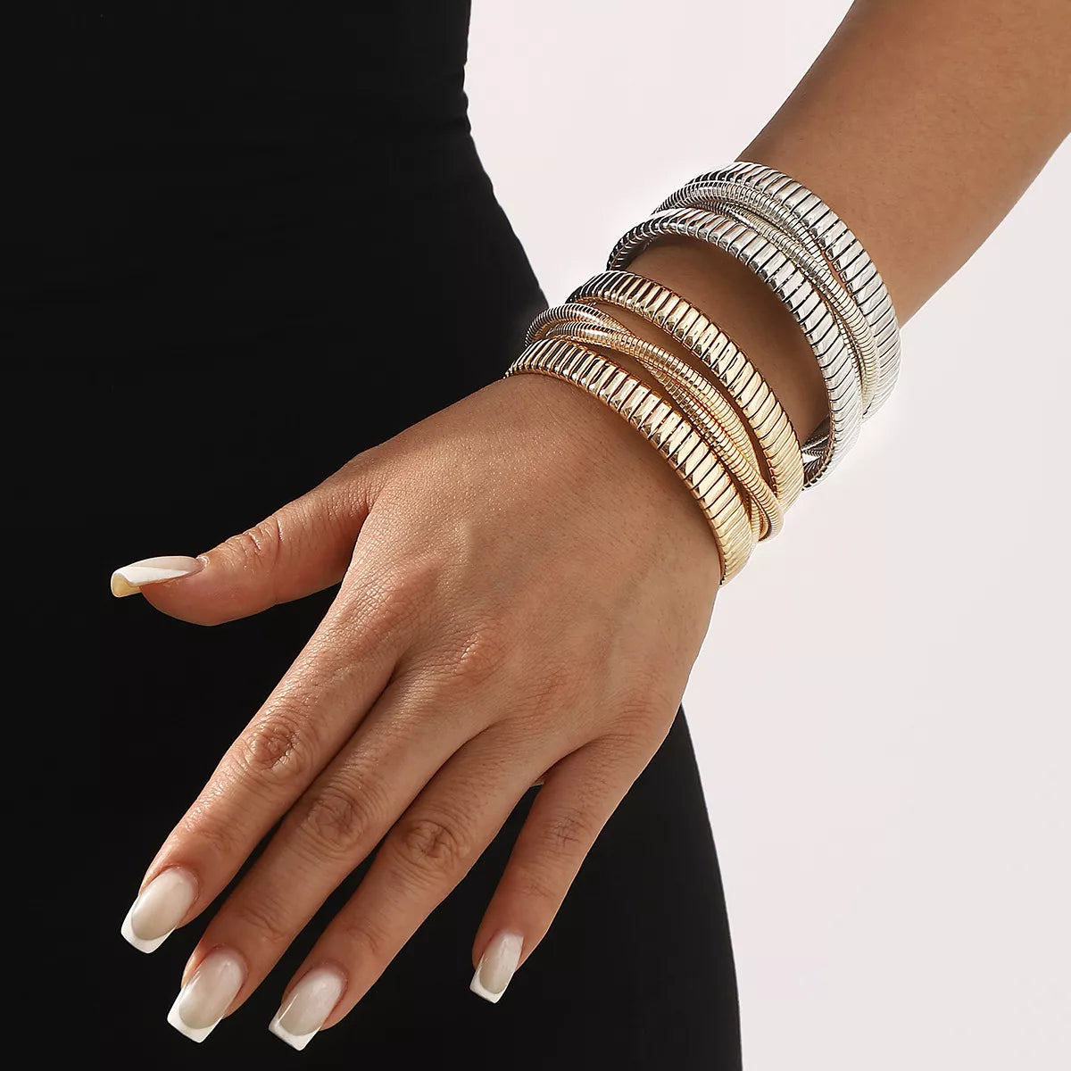 Multi-Layered Open Bracelet in Gold - women's layered bracelet