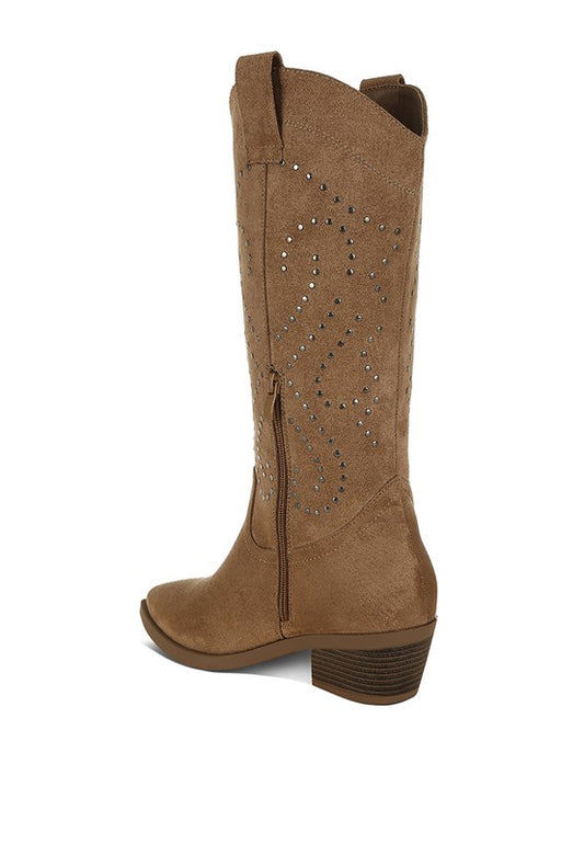 Studs Embellished Cowboy Boots