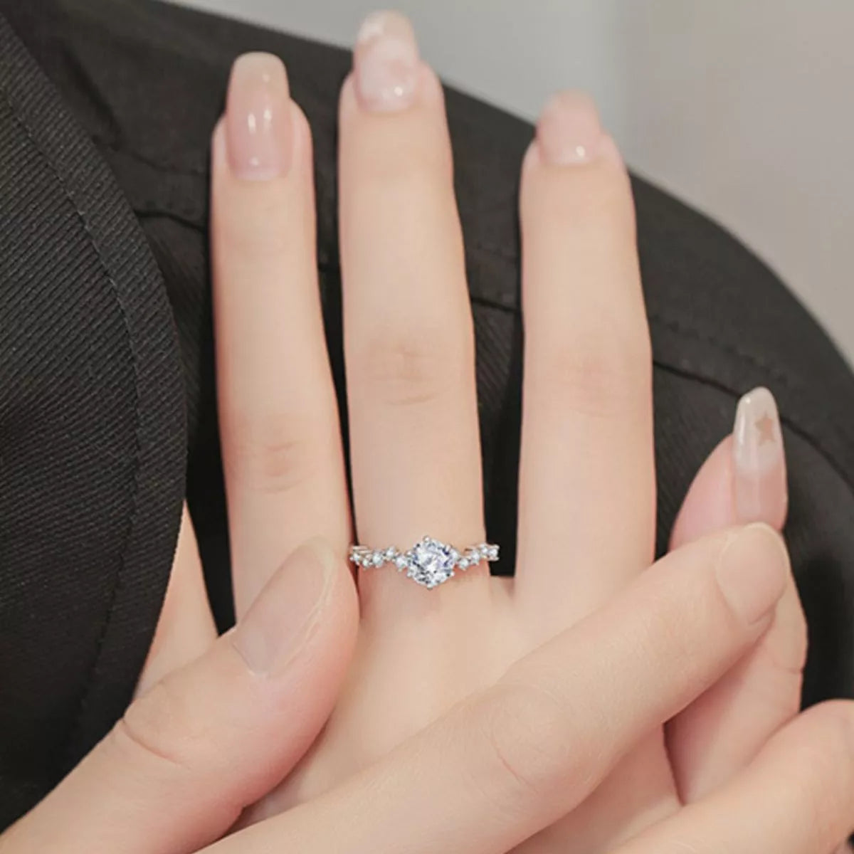 1 Carat Sterling Silver Moissanite Ring - alternate ring view