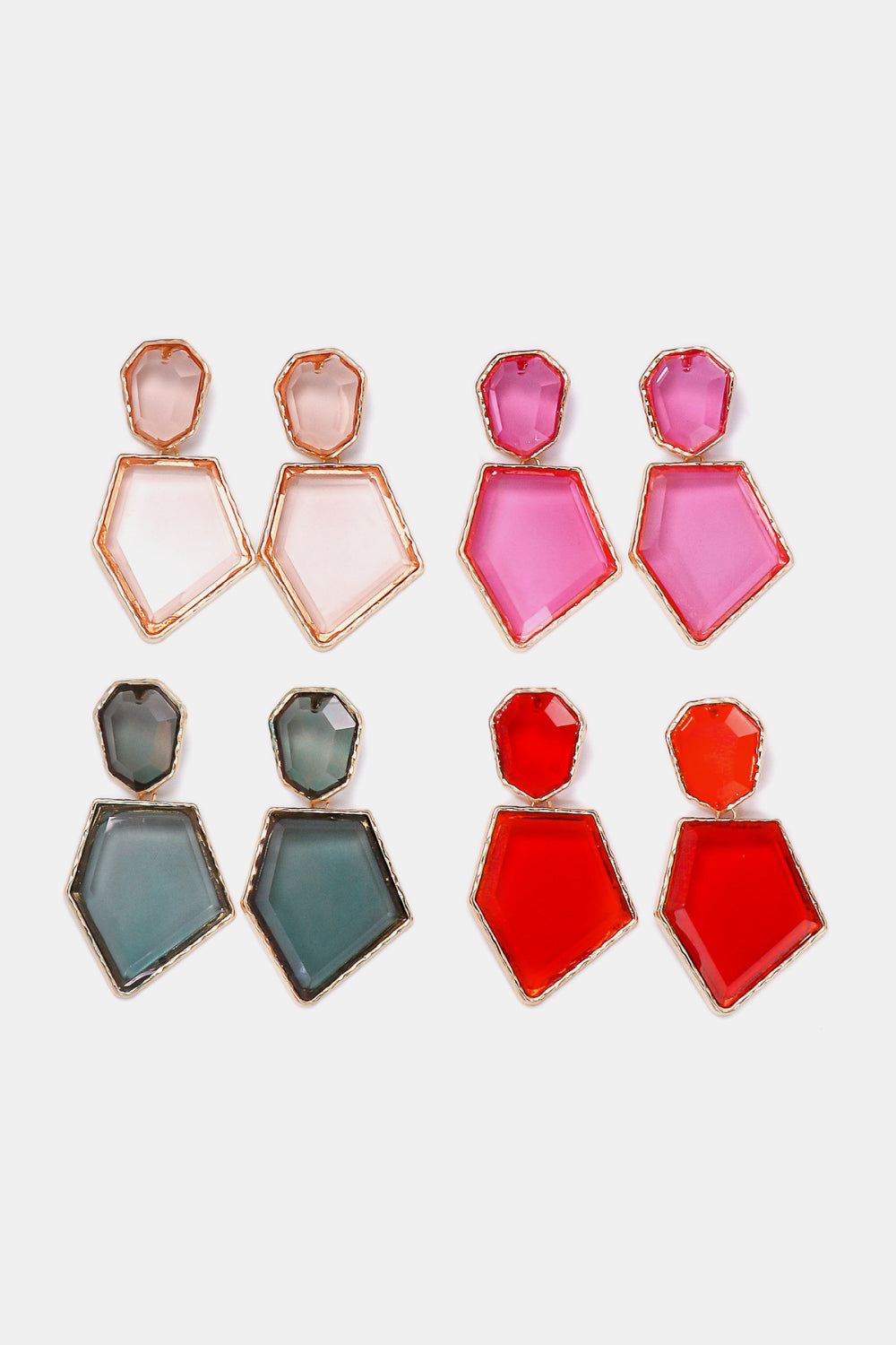 Geometric Shape Zinc Alloy Frame Resin Dangle Earrings in Blush Pink - women's dangle earrings