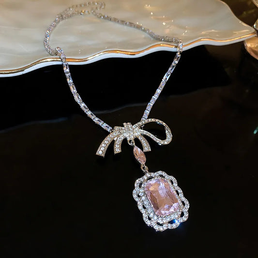 Alloy Crystal Geometric Pendant Necklace in Silver - women's pendant necklace