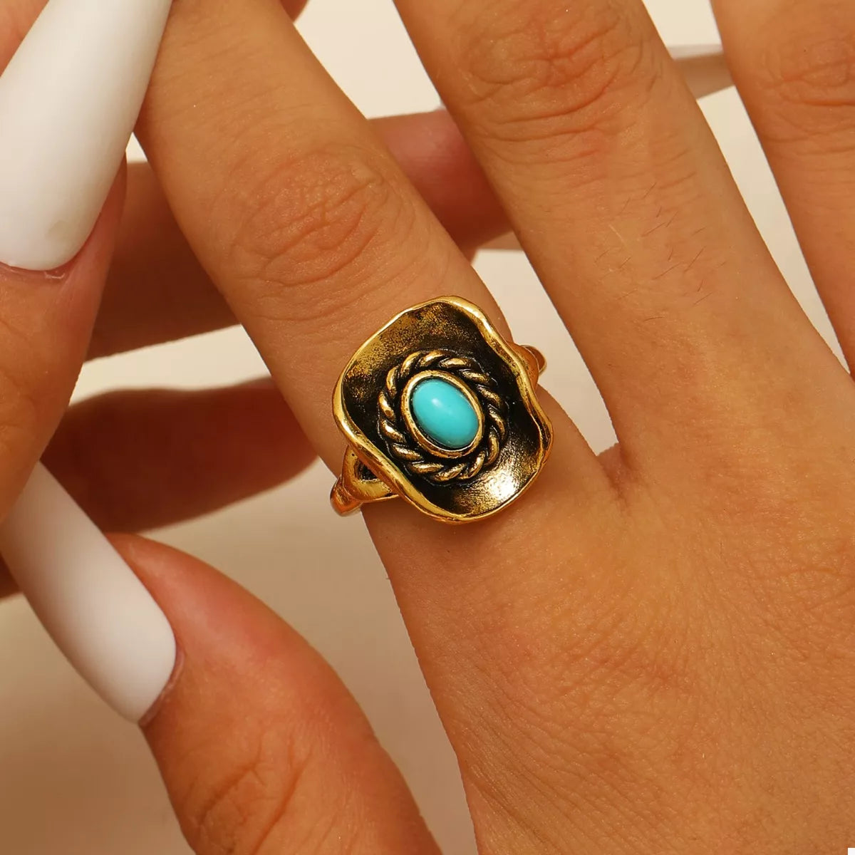 4 Piece Vintage Western Style Bull Head Rings - alternate ring view