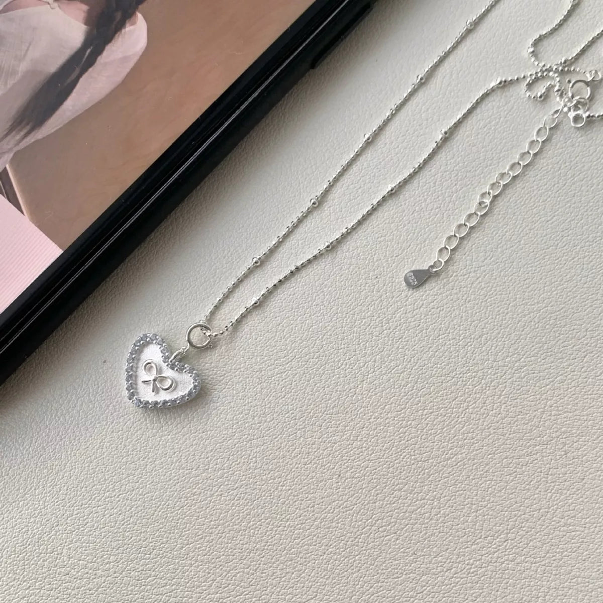 Sterling Silver Heart Necklace - alternate necklace view