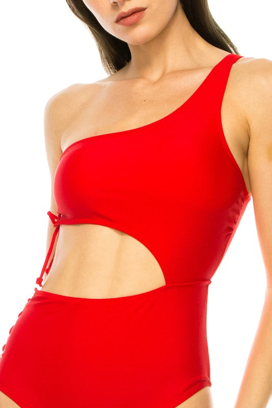 Strapped Grommet Cutout One Piece