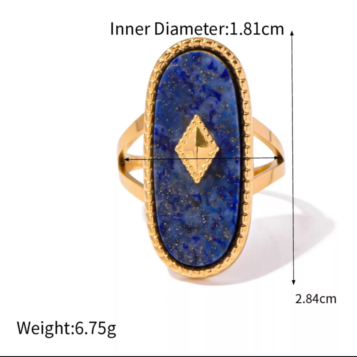 18K Gold-Plated Natural Stone Ring in style C - women's ring
