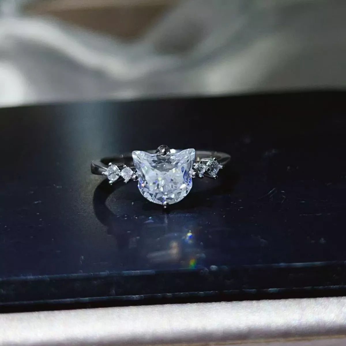2 Carat Moissanite Sterling Silver Ring in Silver - women's ring