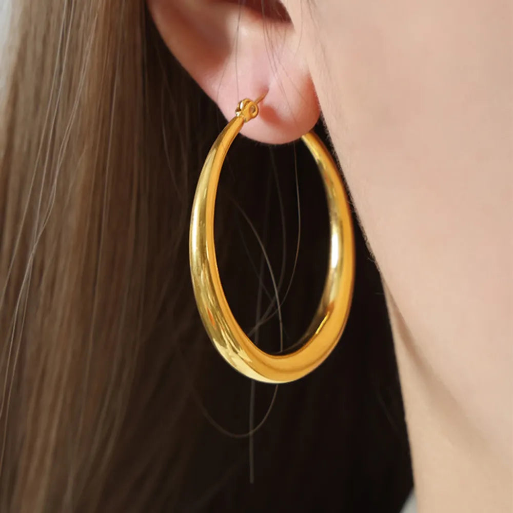 18K Gold-Plated Hoop Earrings in Gold - women's hoop earrings