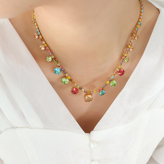 Crystal Copper Chain Necklace in Gold - women's chain necklace