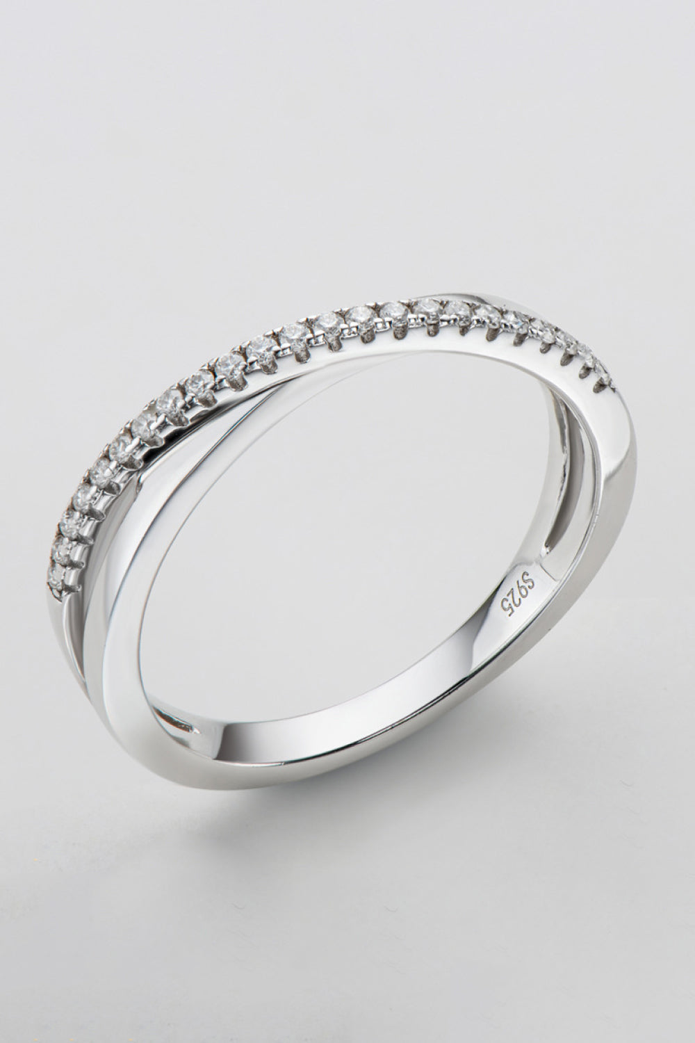 Sterling Silver Crisscross Moissanite Ring in Silver - women's ring