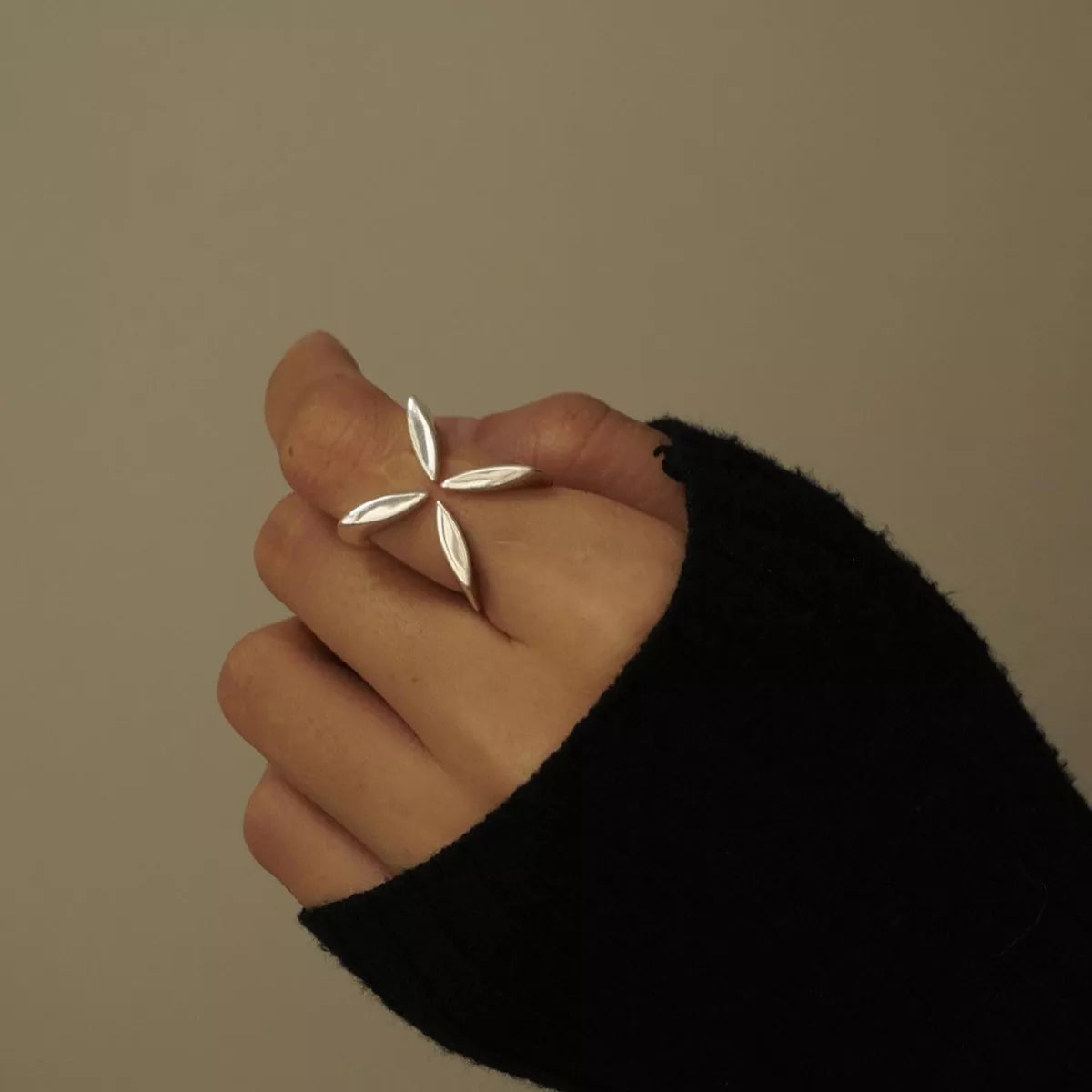 Stainless Steel Crisscross Open Ring in Gold - women's open ring