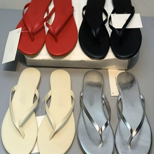Toe-Post Flats Sandals in Black - women's thong sandals