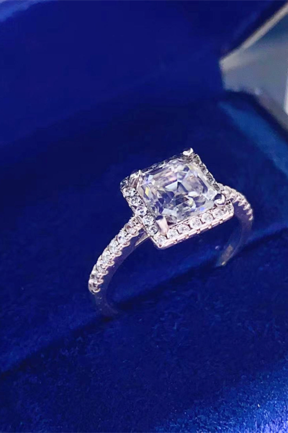 2 Carat Moissanite Sterling Silver Ring - alternate ring view