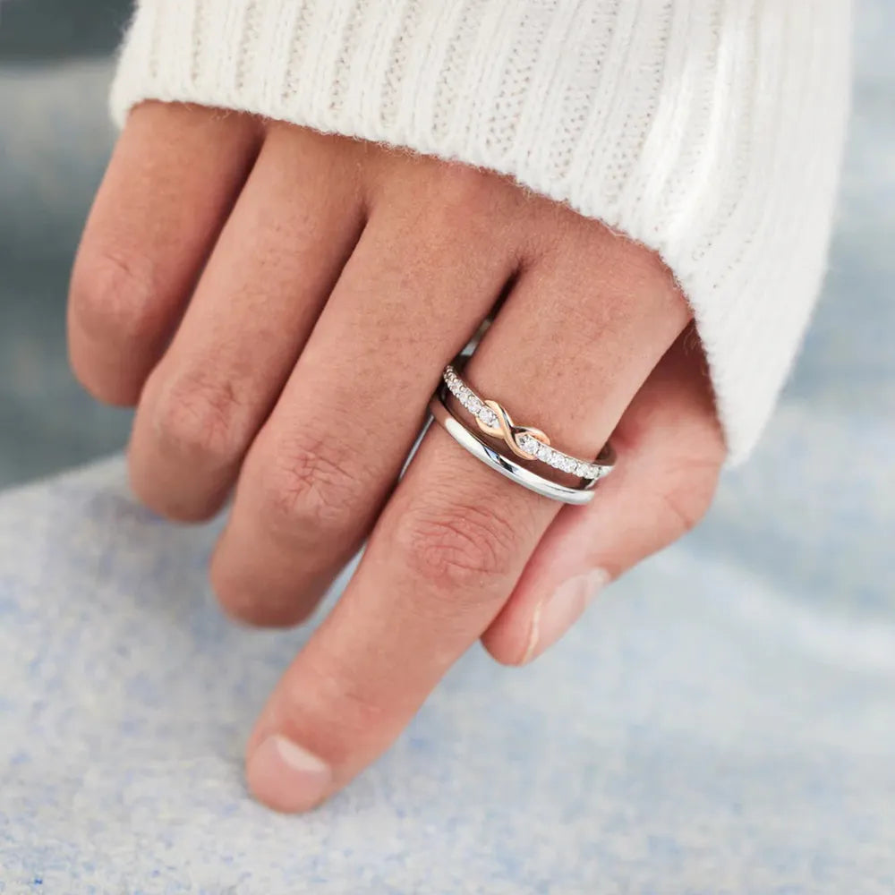 Double-Layered Zircon Sterling Silver Ring - alternate ring view