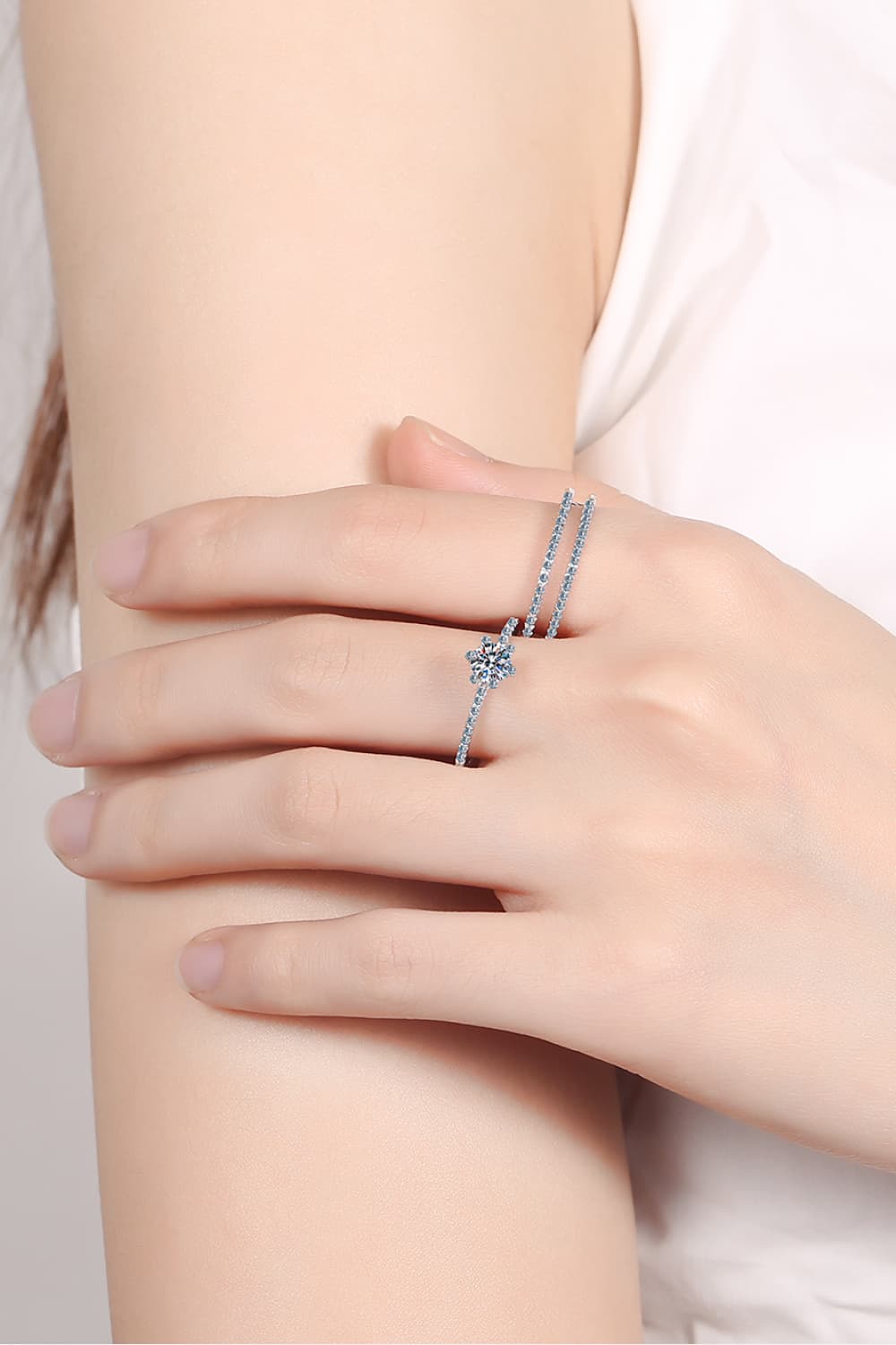 Moissanite Sterling Silver Ring Set - alternate ring view