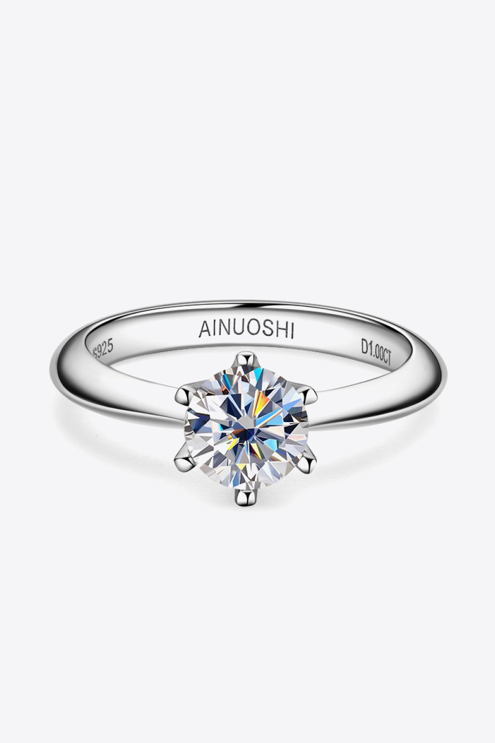 Wonderful Life 1 Carat Moissanite Platinum-Plated Ring in Silver - women's ring