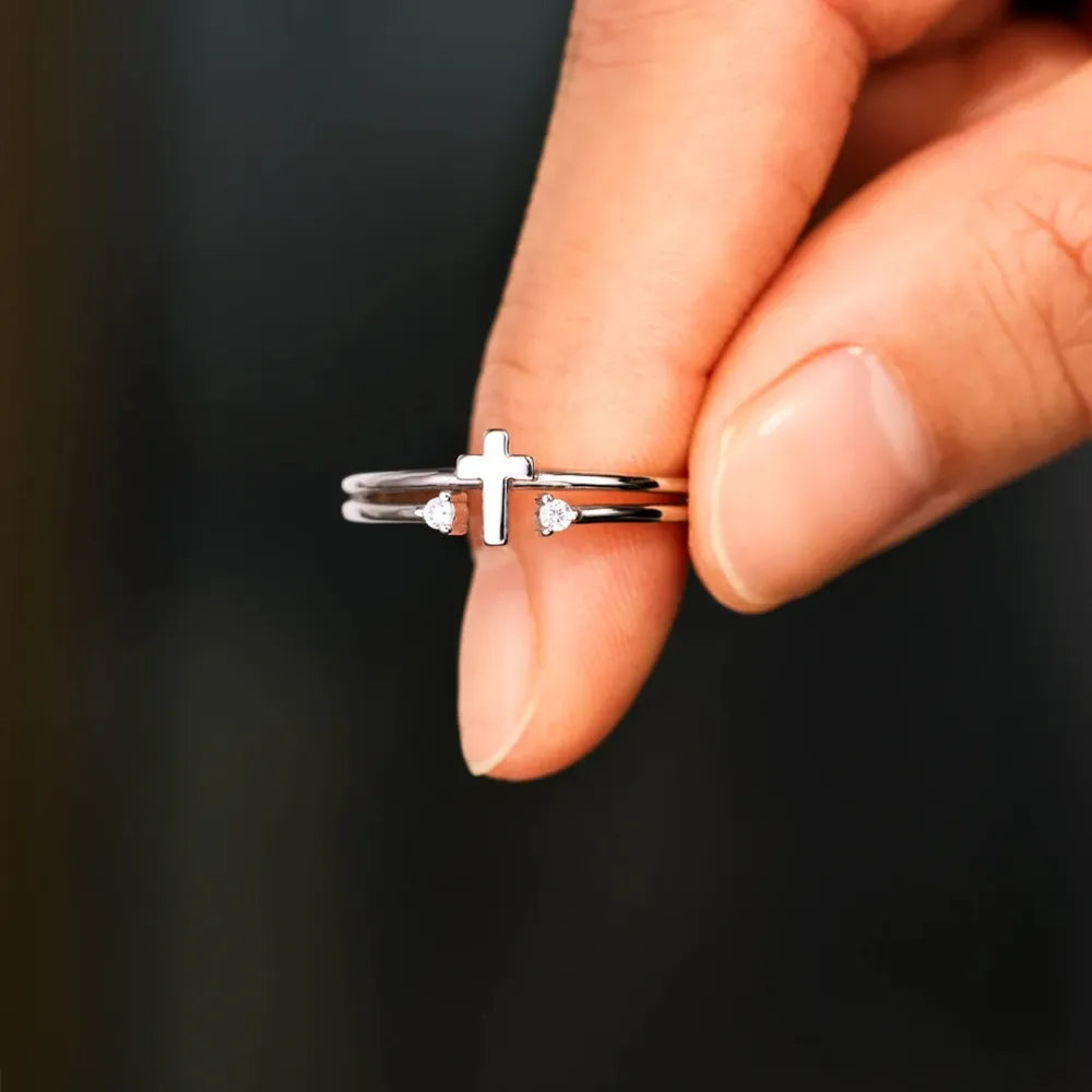 Sterling Silver Cross Ring - alternate ring view