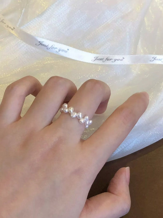 Freshwater Pearl Bead Ring in White - women's ring