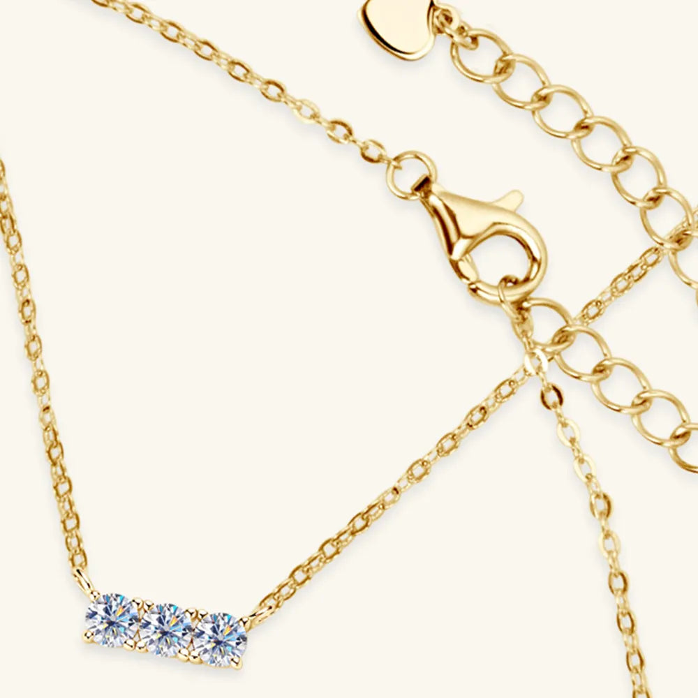 Sterling Silver Inlaid Moissanite Bar Necklace - alternate necklace view