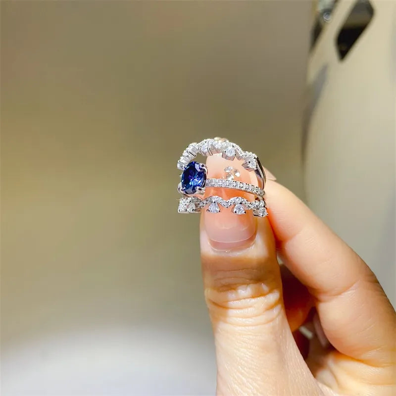 1 Carat Moissanite Sterling Silver Ring in Silver - women's ring