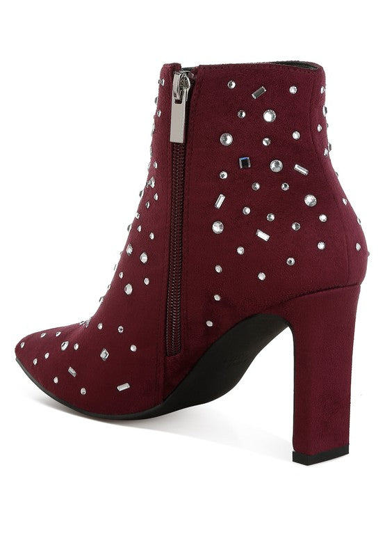 Diamante Microfiber Ankle Boots