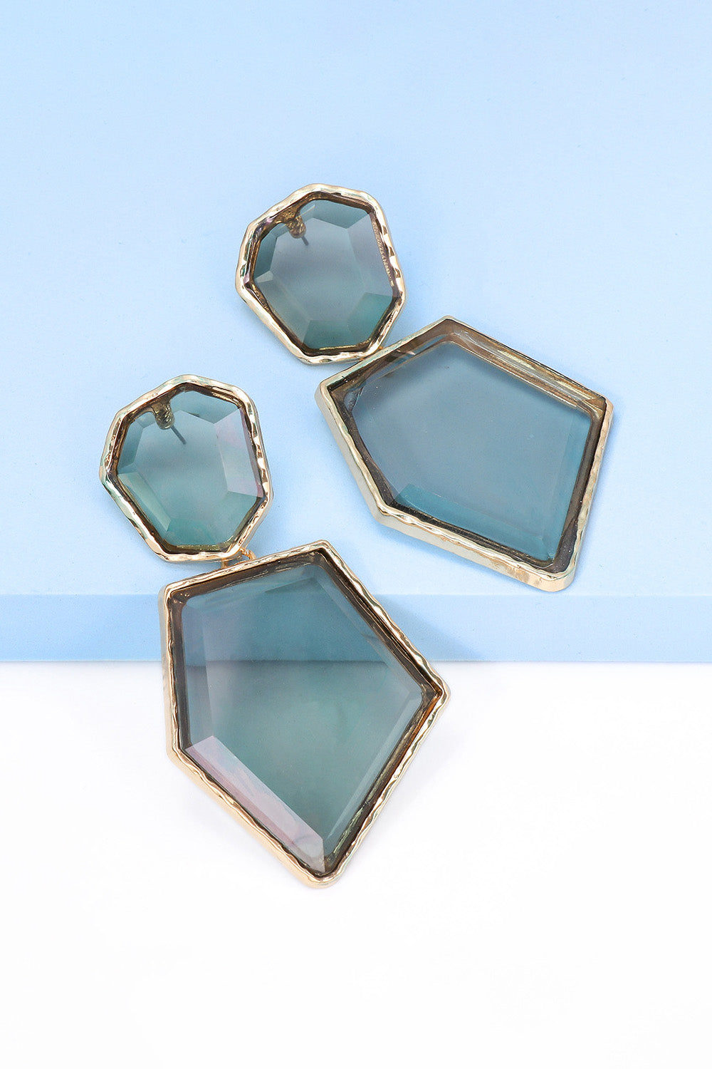 Geometric Shape Zinc Alloy Frame Resin Dangle Earrings - alternate earring view