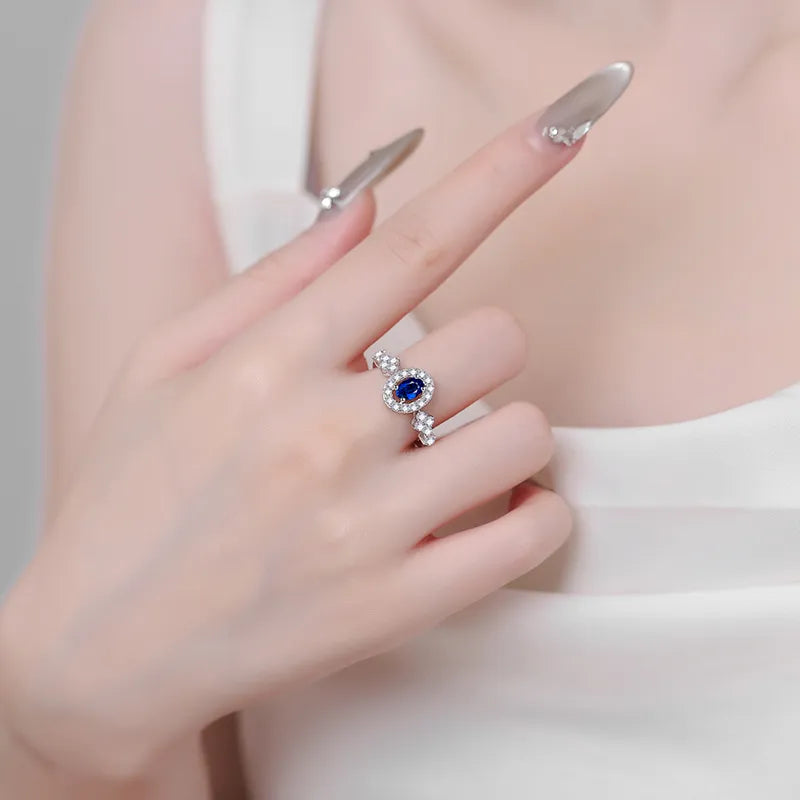 Sterling Silver Moissanite Ring in Silver - women's ring