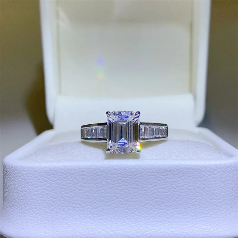 3 Carat Moissanite Sterling Silver Ring in Silver - women's ring