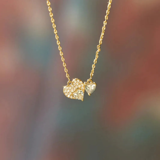 18K Gold-Plated Sterling Silver Zircon Heart Necklace - alternate necklace view