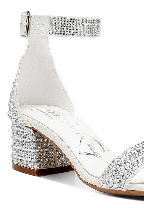 Rhinestones Low Block Sandals