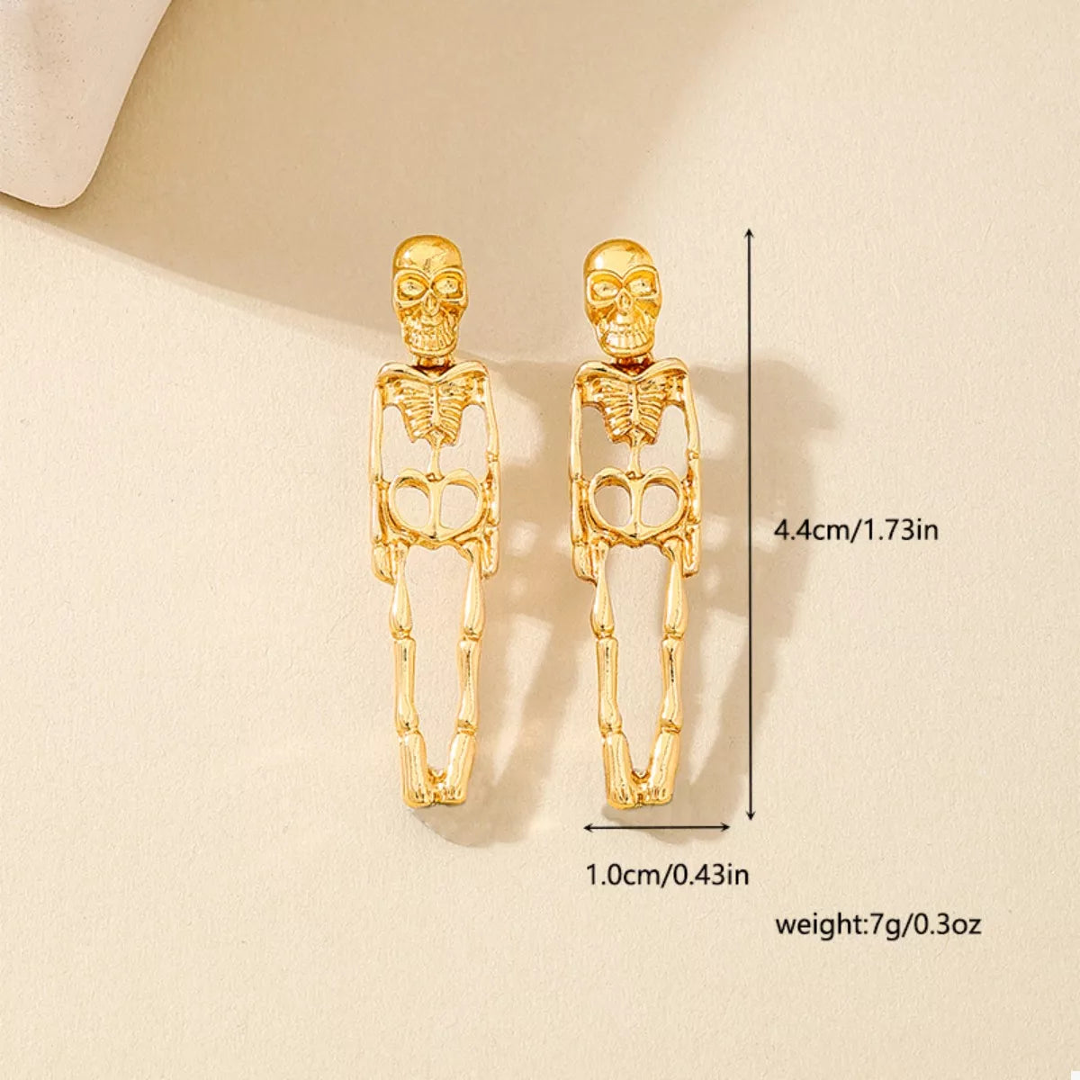 Halloween 18K Gold-Plated Skeleton Earrings - alternate earring view