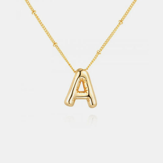 Gold-Plated Bubble Initial Necklace in Style A - women's necklace