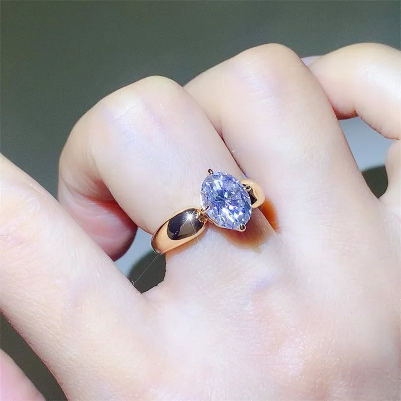2 Carat Moissanite Sterling Silver Ring in Gold - women's ring