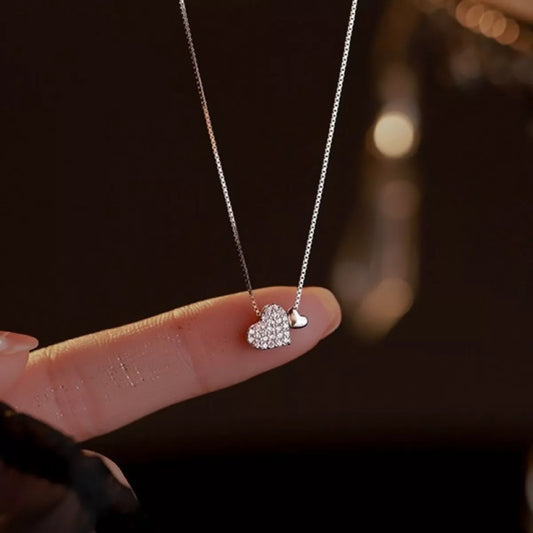 Sterling Silver Zircon Heart Necklace - alternate necklace view