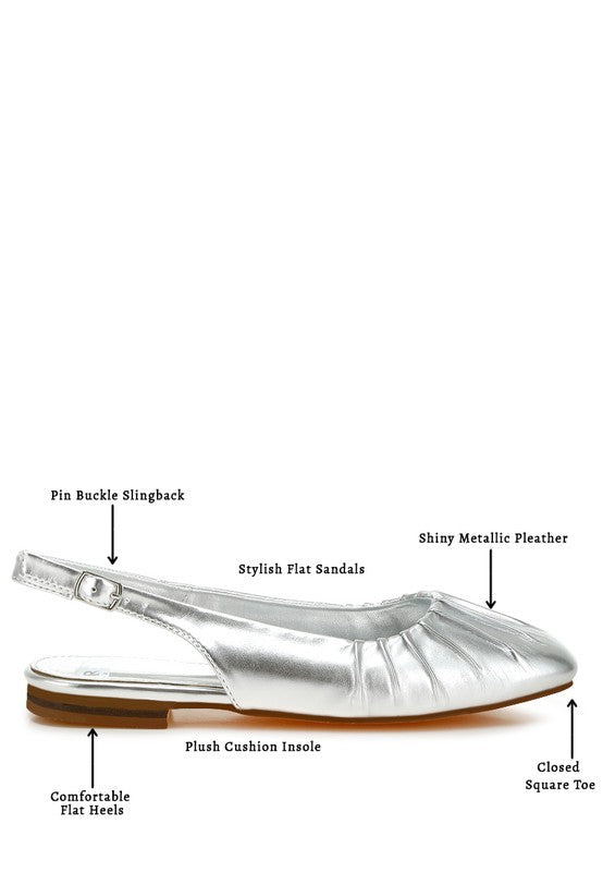 Metallic Flat Slingbacks