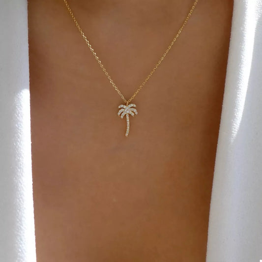 Palm Tree Pendant Necklace in Gold - women's pendant necklace