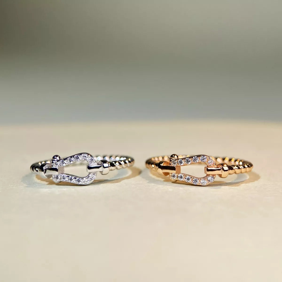Sterling Silver Zircon Horseshoe Shaped Ring in Silver - women's ring