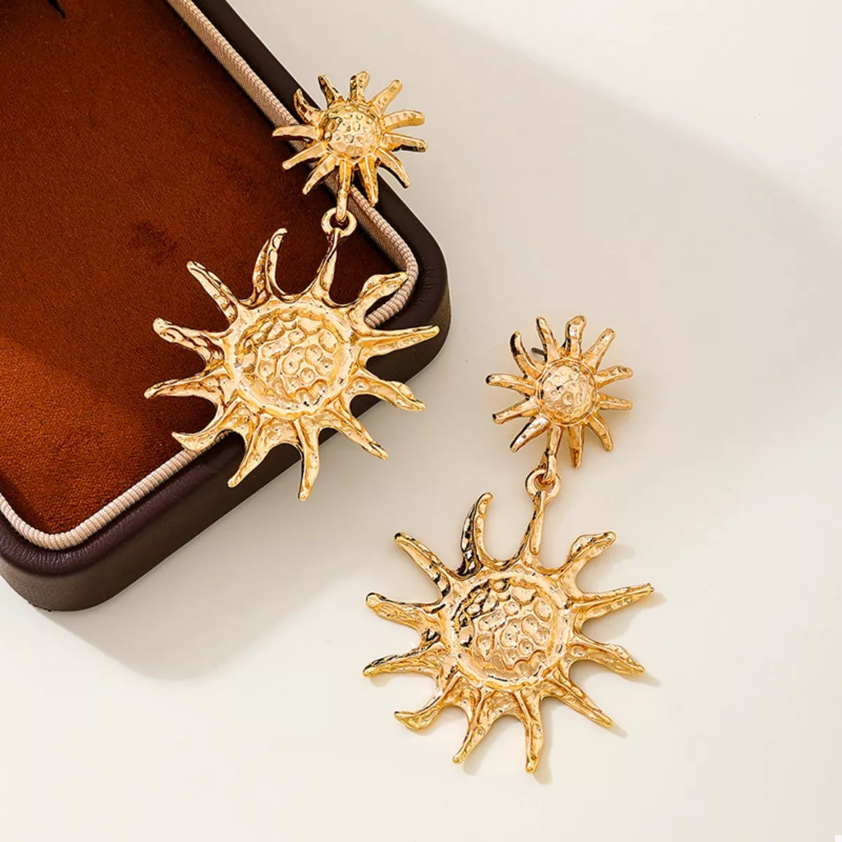 18K Gold-Plated Sun Burst Drop Earrings - alternate earring view