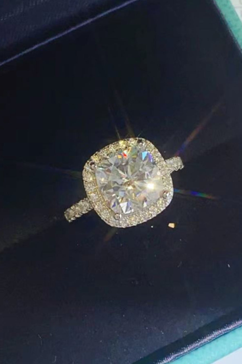 3 Carat Moissanite Sterling Silver Square Ring in White - women's ring