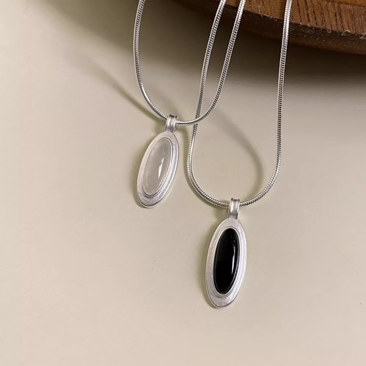 Sterling Silver Geometric Pendant Necklace in Black - women's pendant necklace
