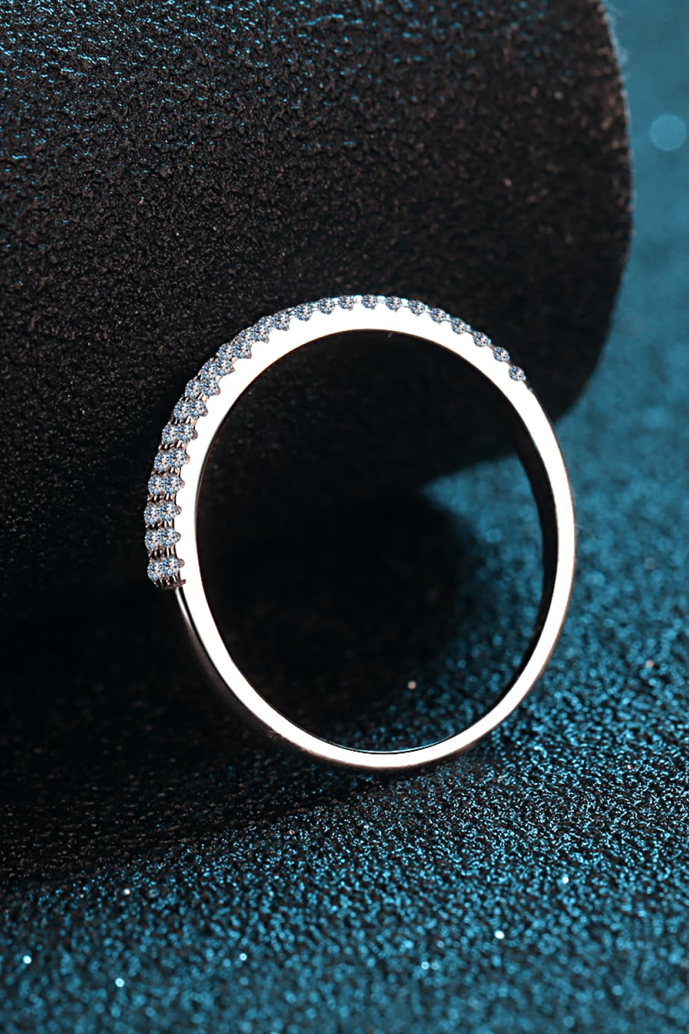 Moissanite Sterling Silver Half-Eternity Ring in Silver - women's ring