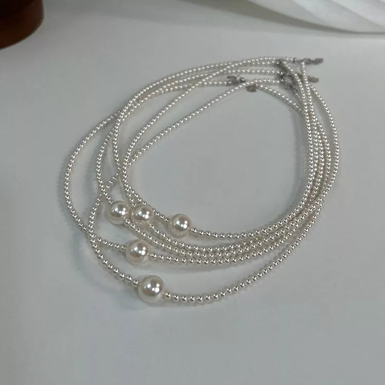 Pearl Bead Choker Necklace - alternate necklace view