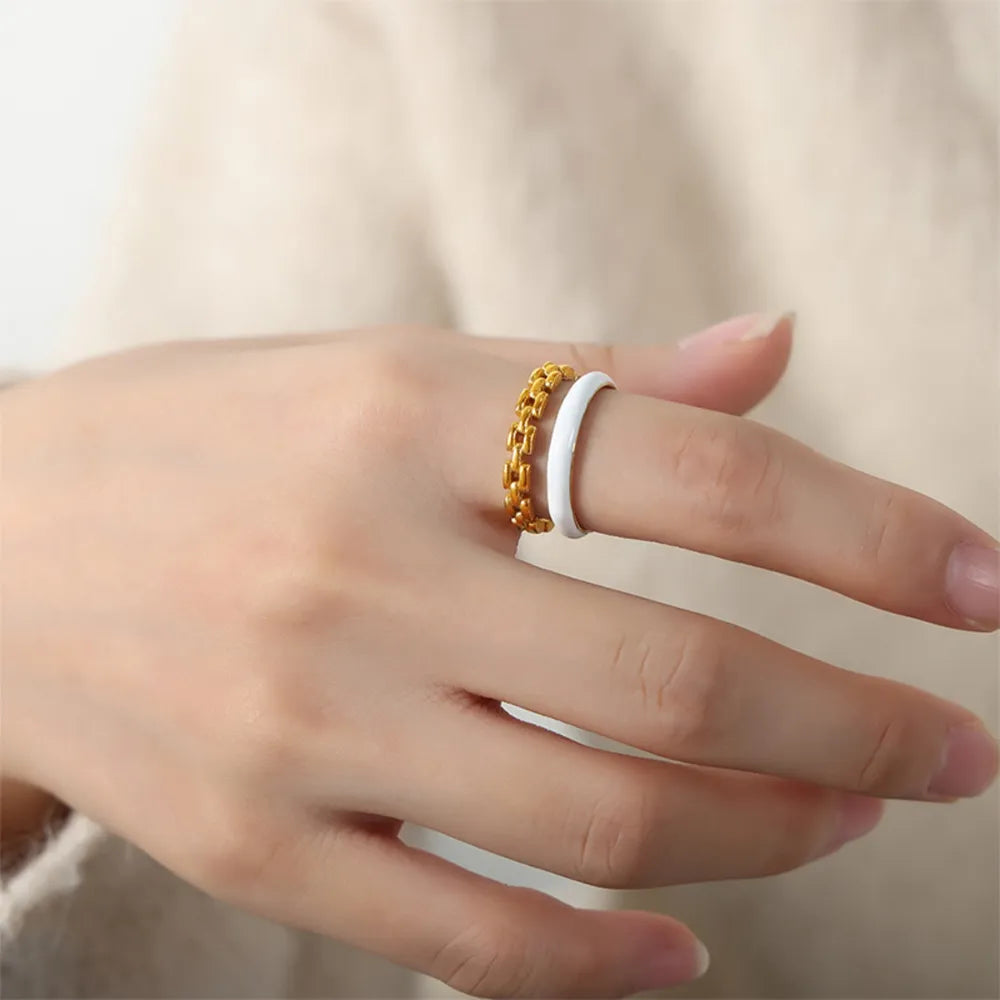 Enamel 18K Gold-Plated Open Ring - alternate ring view