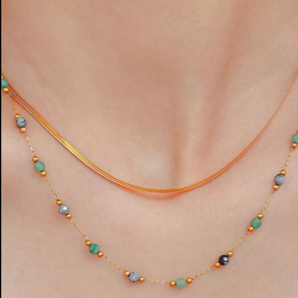 18K Gold-Plated Titanium Steel Necklace - alternate necklace view