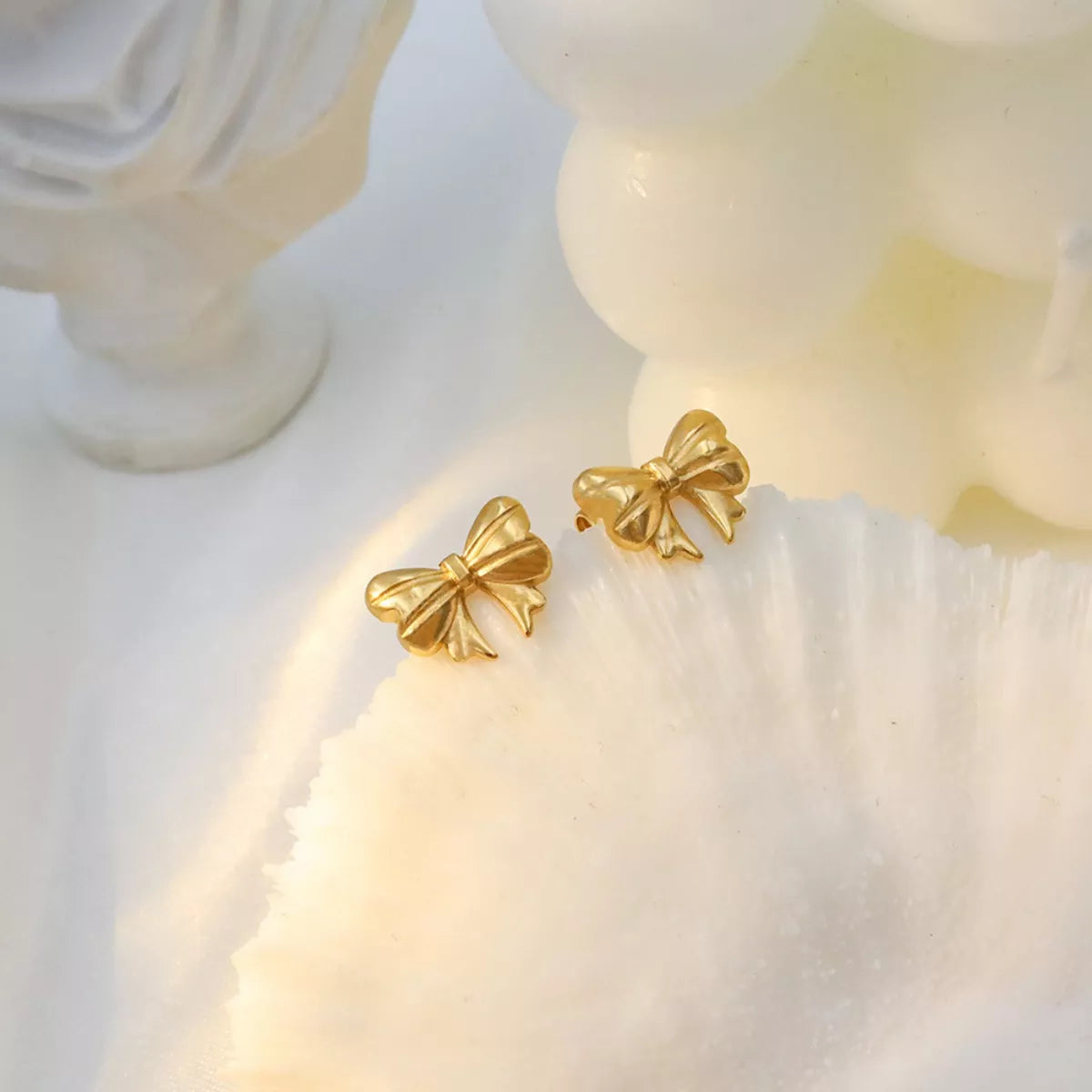 18K Gold-Plated Bow Earrings - alternate earring view