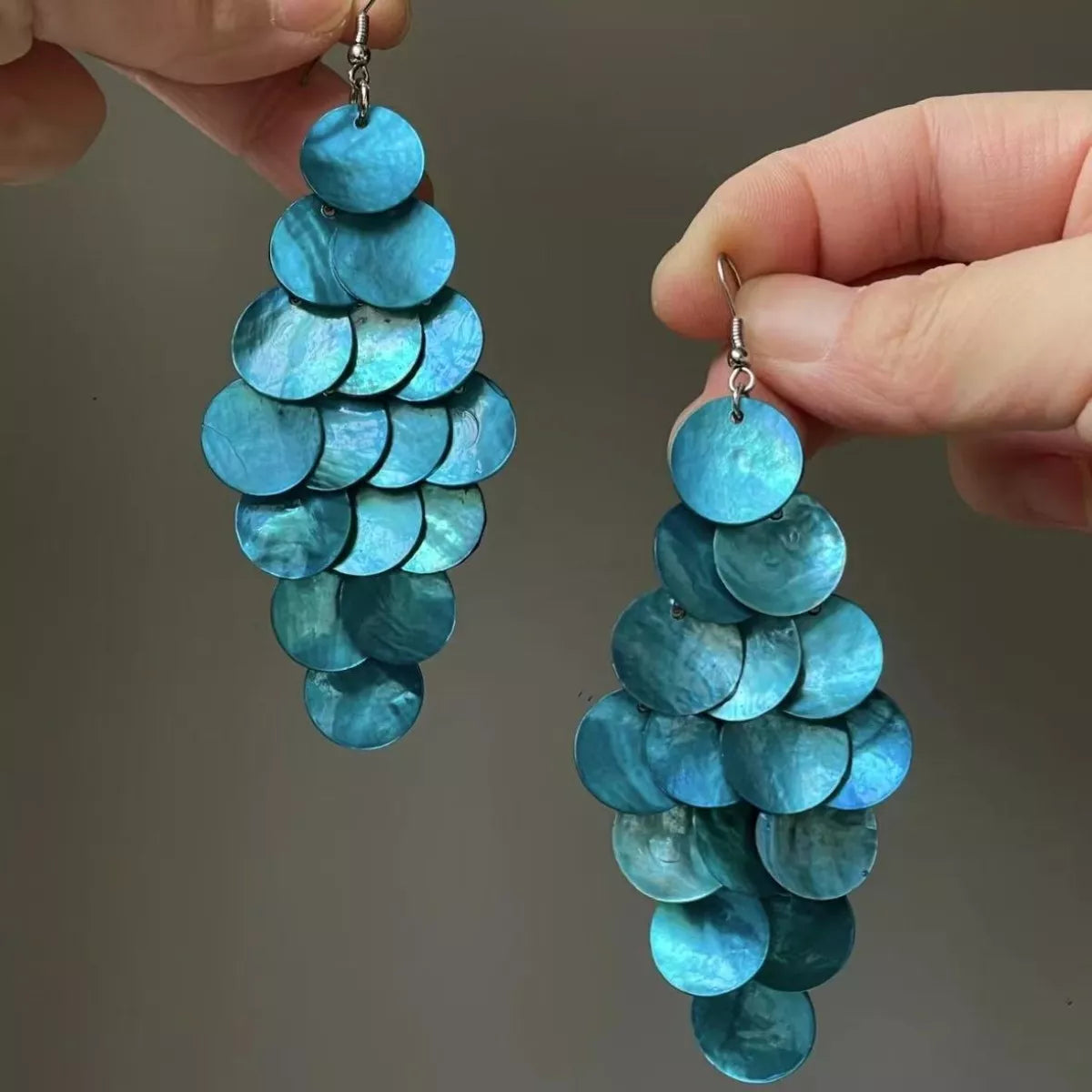 Stainless Steel Shell Dangle Earrings - alternate earring view