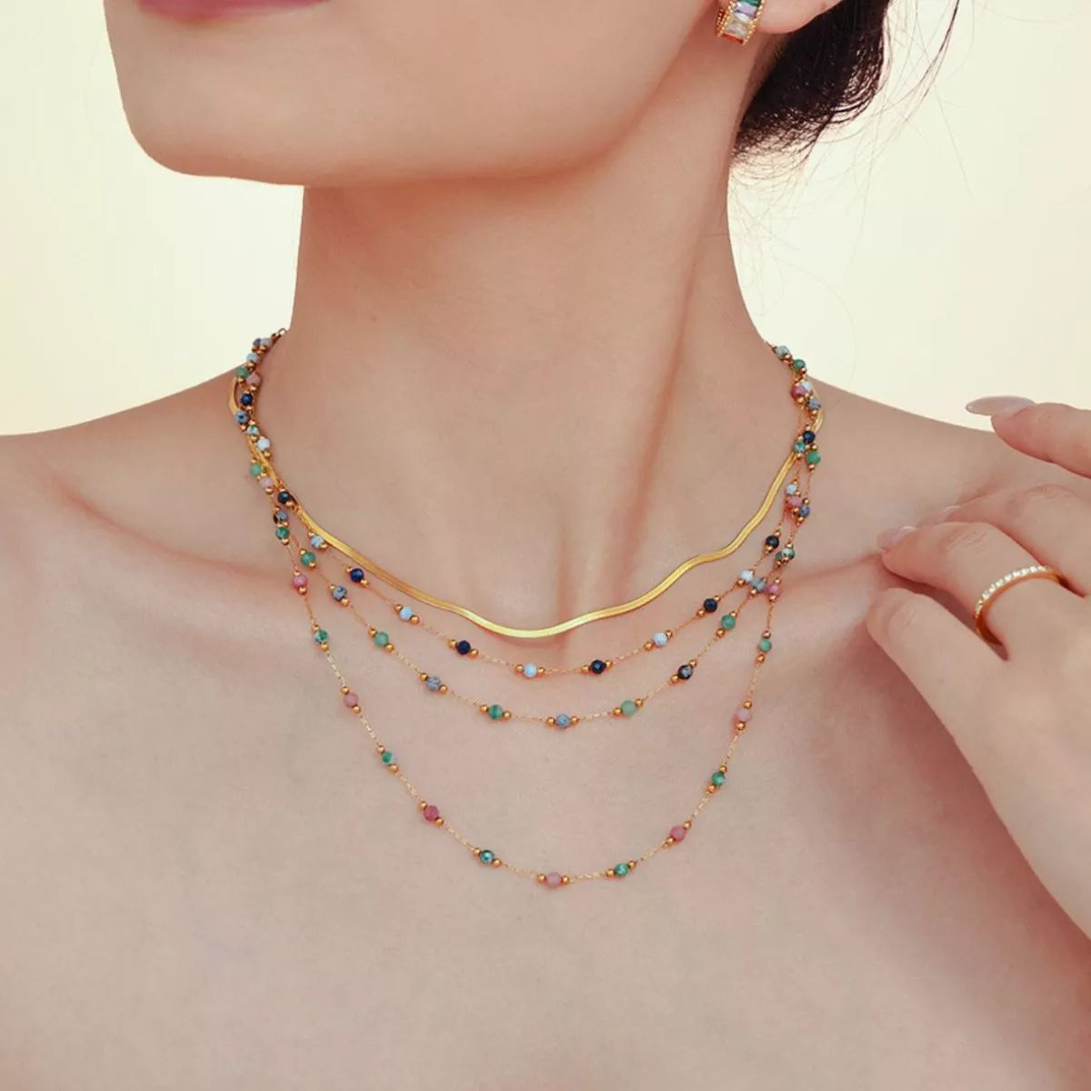 18K Gold-Plated Titanium Steel Necklace - alternate necklace view